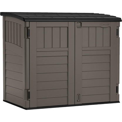 Suncast 34 Cu. Ft. Horizontal Shed for Outdoor Storage w/Locking System, Stoney/Black - CookCave