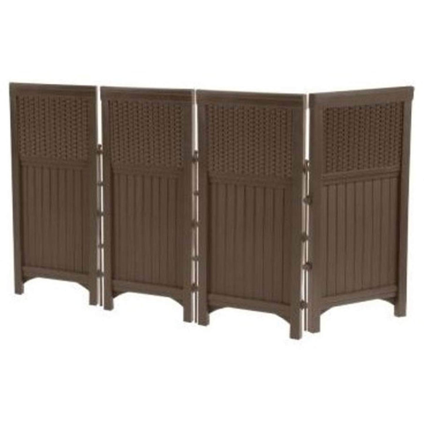 Suncast 4 Freestanding Wicker Resin Reversible Panel Outdoor Screen Enclosure, Brown, 23" - CookCave