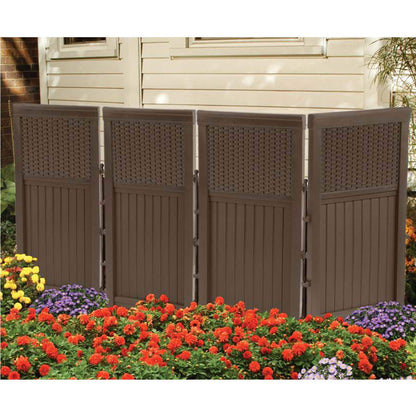 Suncast 4 Freestanding Wicker Resin Reversible Panel Outdoor Screen Enclosure, Brown, 23" - CookCave