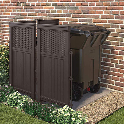 Suncast 4 Freestanding Wicker Resin Reversible Panel Outdoor Screen Enclosure, Brown, 23" - CookCave