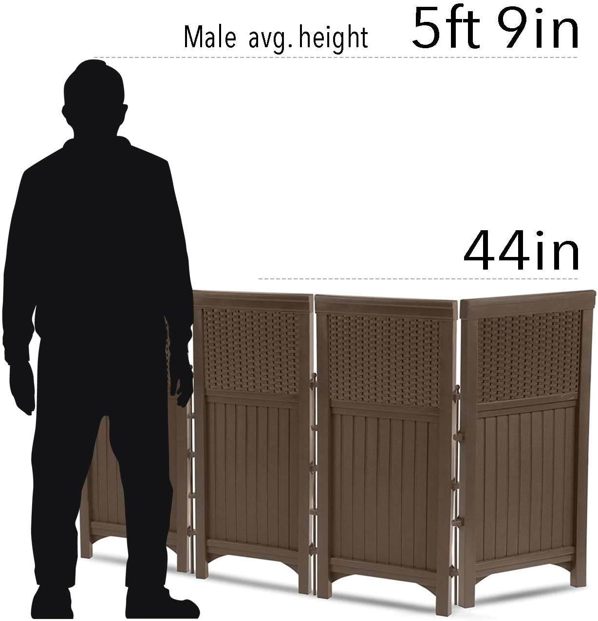 Suncast 4 Freestanding Wicker Resin Reversible Panel Outdoor Screen Enclosure, Brown, 23" - CookCave