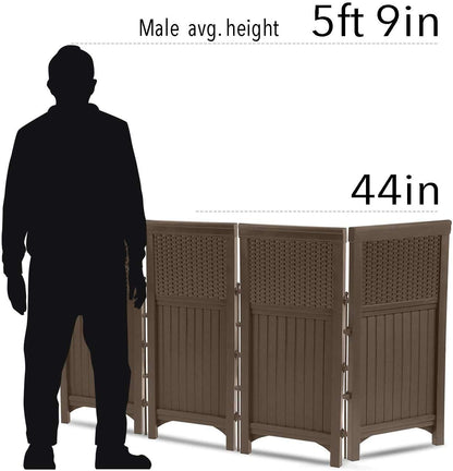 Suncast 4 Freestanding Wicker Resin Reversible Panel Outdoor Screen Enclosure, Brown, 23" - CookCave