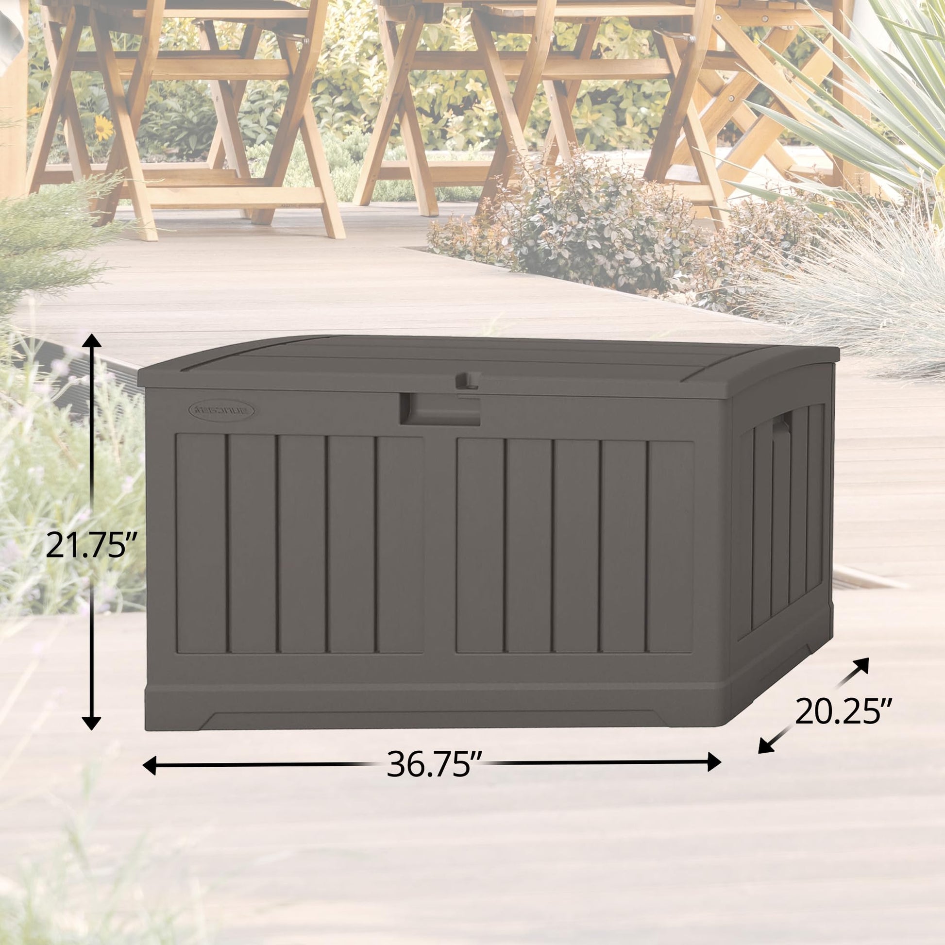 Suncast 50 Gallon Plastic Deck Box with Molded Lockable Feature and Weathertight Construction for Home, Patio, Lawn, and Garden Storage, Gray - CookCave