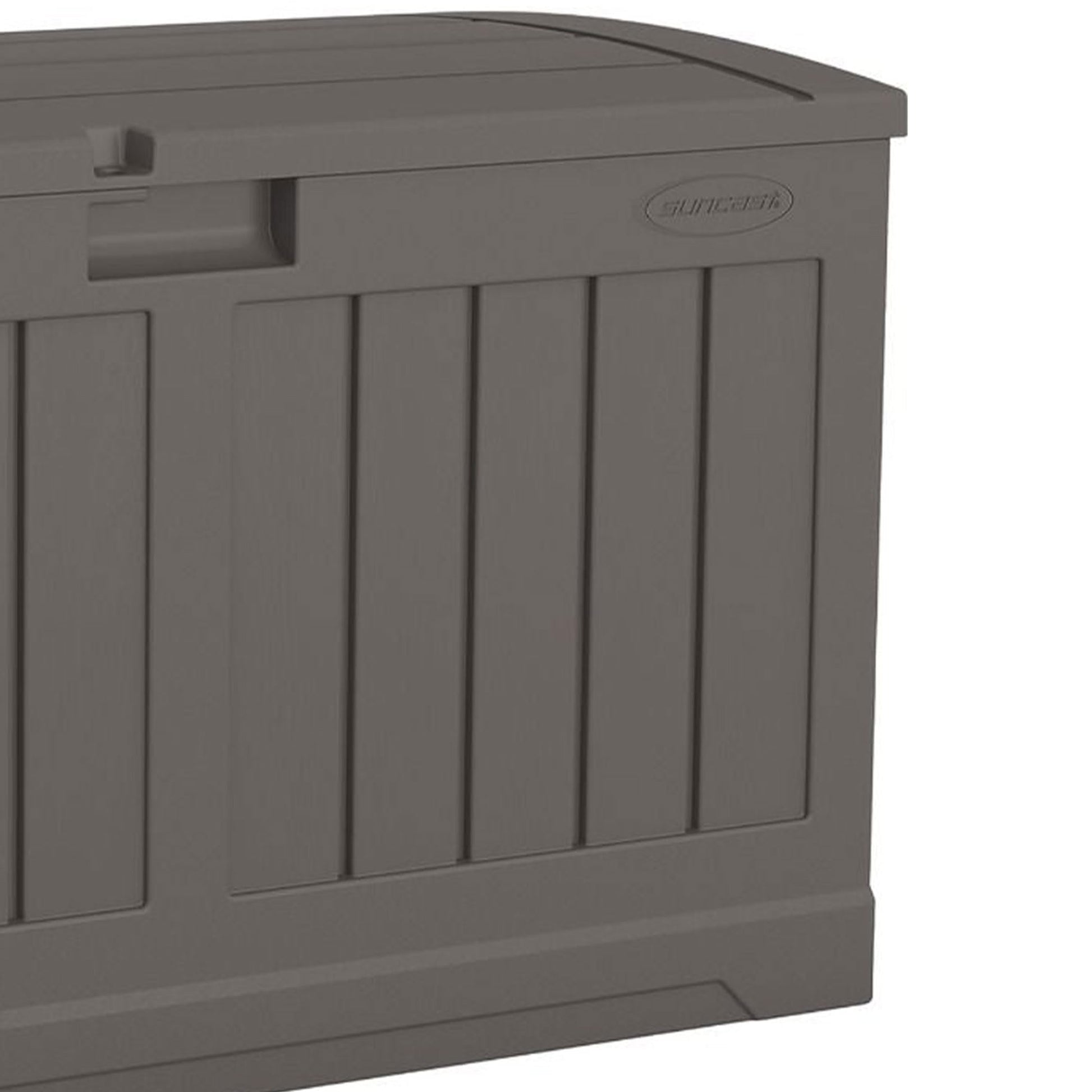 Suncast 50 Gallon Plastic Deck Box with Molded Lockable Feature and Weathertight Construction for Home, Patio, Lawn, and Garden Storage, Gray - CookCave