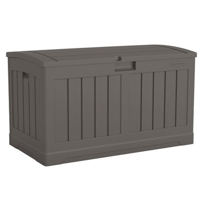 Suncast 50 Gallon Plastic Deck Box with Molded Lockable Feature and Weathertight Construction for Home, Patio, Lawn, and Garden Storage, Gray - CookCave