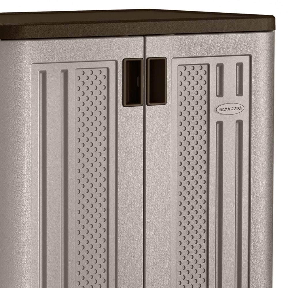 Suncast 9 Cu. Ft. Base Storage Cabinet, Resin Garage Organizer, Platinum Metallic/Slate - CookCave