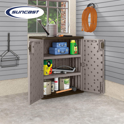 Suncast 9 Cu. Ft. Base Storage Cabinet, Resin Garage Organizer, Platinum Metallic/Slate - CookCave