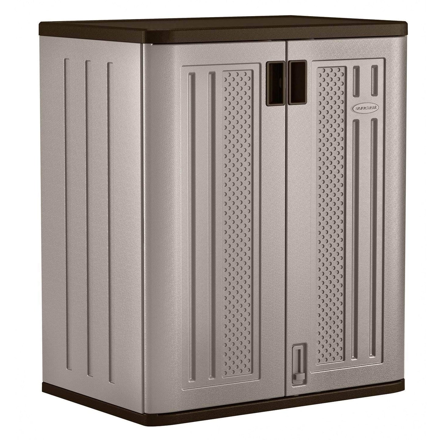Suncast 9 Cu. Ft. Base Storage Cabinet, Resin Garage Organizer, Platinum Metallic/Slate - CookCave