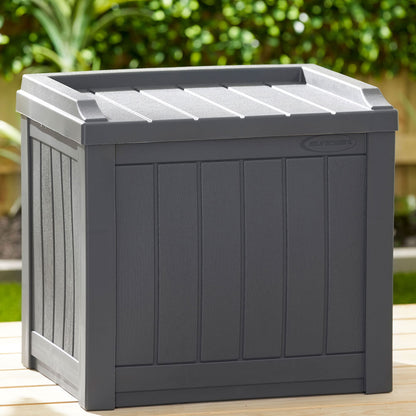 Suncast Small Deck Box Storage w/Bench Seat for Indoor & Outdoor Use, 22 Gal., Cyberspace - CookCave