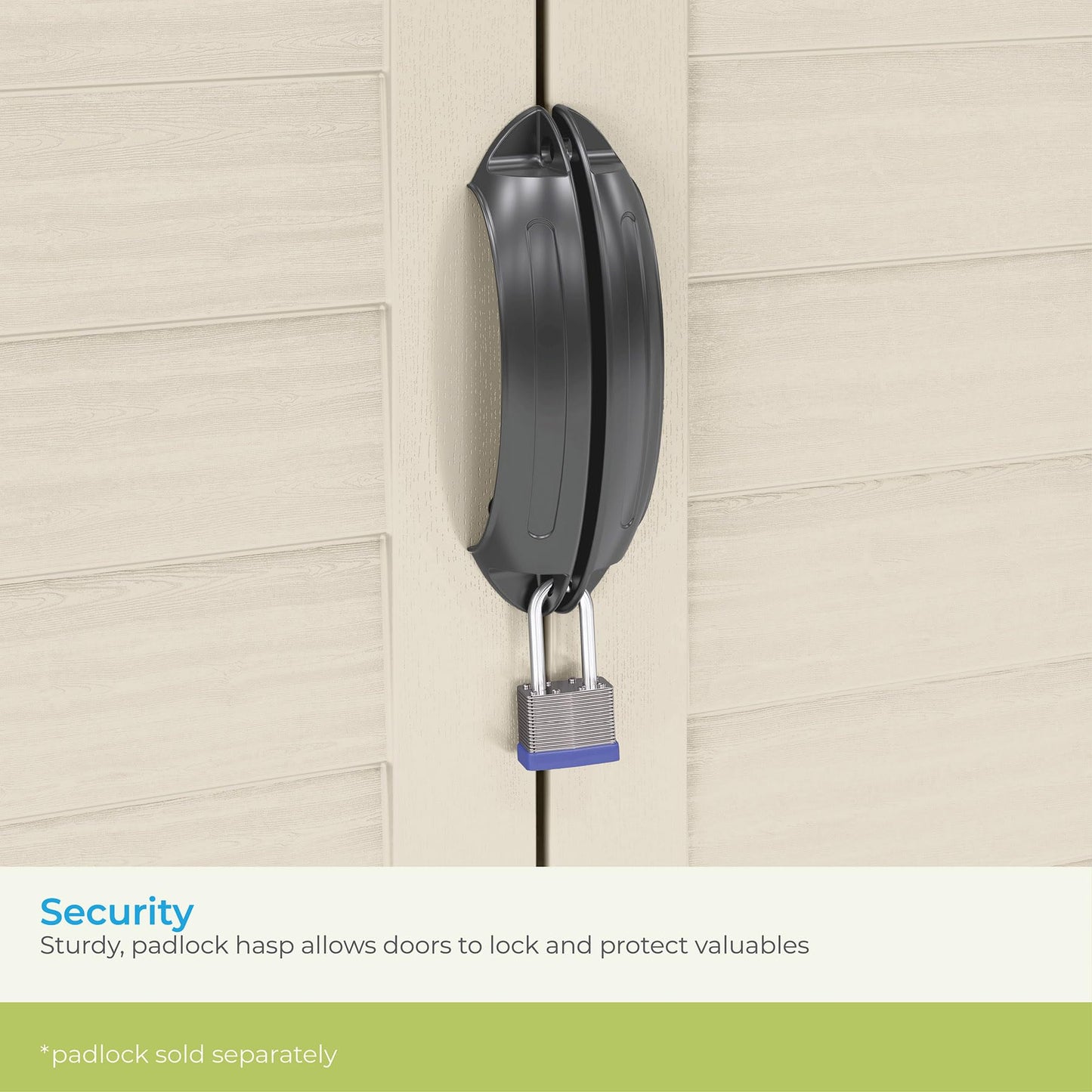 Suncast Vertical Outdoor Storage Shed with Reinforced Floor, Lockable Double Doors, All-Weather Construction, and Multi-Wall Panels, Vanilla, Made in the USA - CookCave