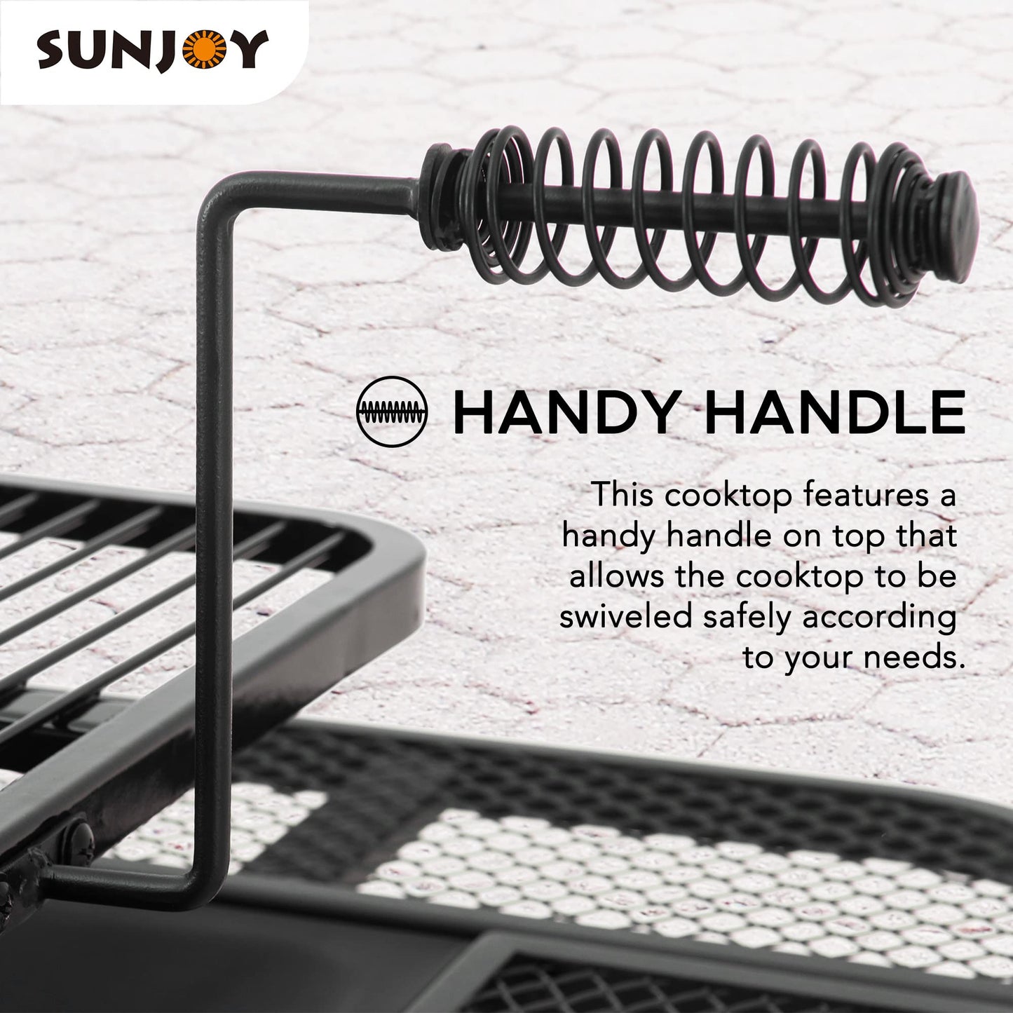 Sunjoy 38 in. Fire Pit for Outside, Square Wood Burning Firepit Large Steel Fire Pits with Adjustable Cooking Swivel BBQ Grill and Fire Poker Black - CookCave