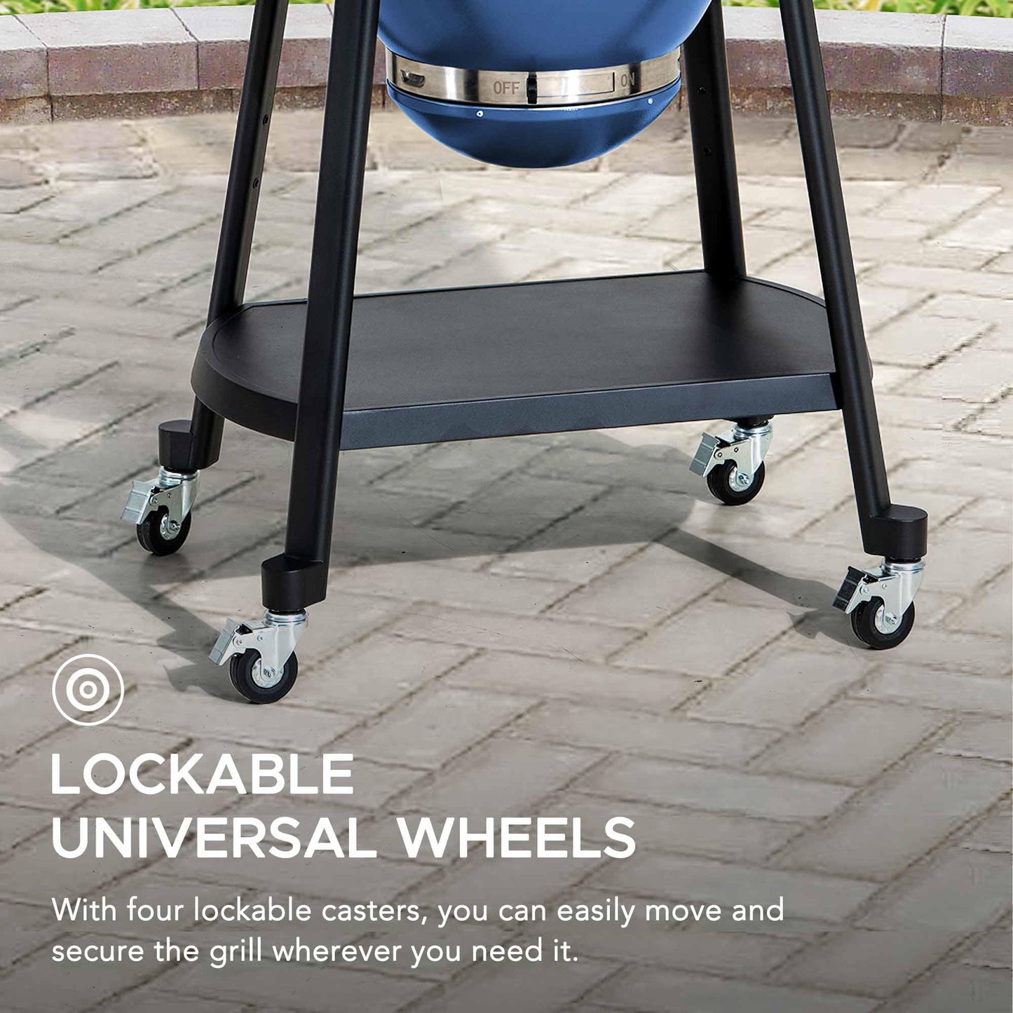 Sunjoy Charcoal Grill 20-Inch Kamado Grill with Pizza Stone, Ultimate Outdoor BBQ Egg Grill and Smoker with Wheels, Navy - CookCave