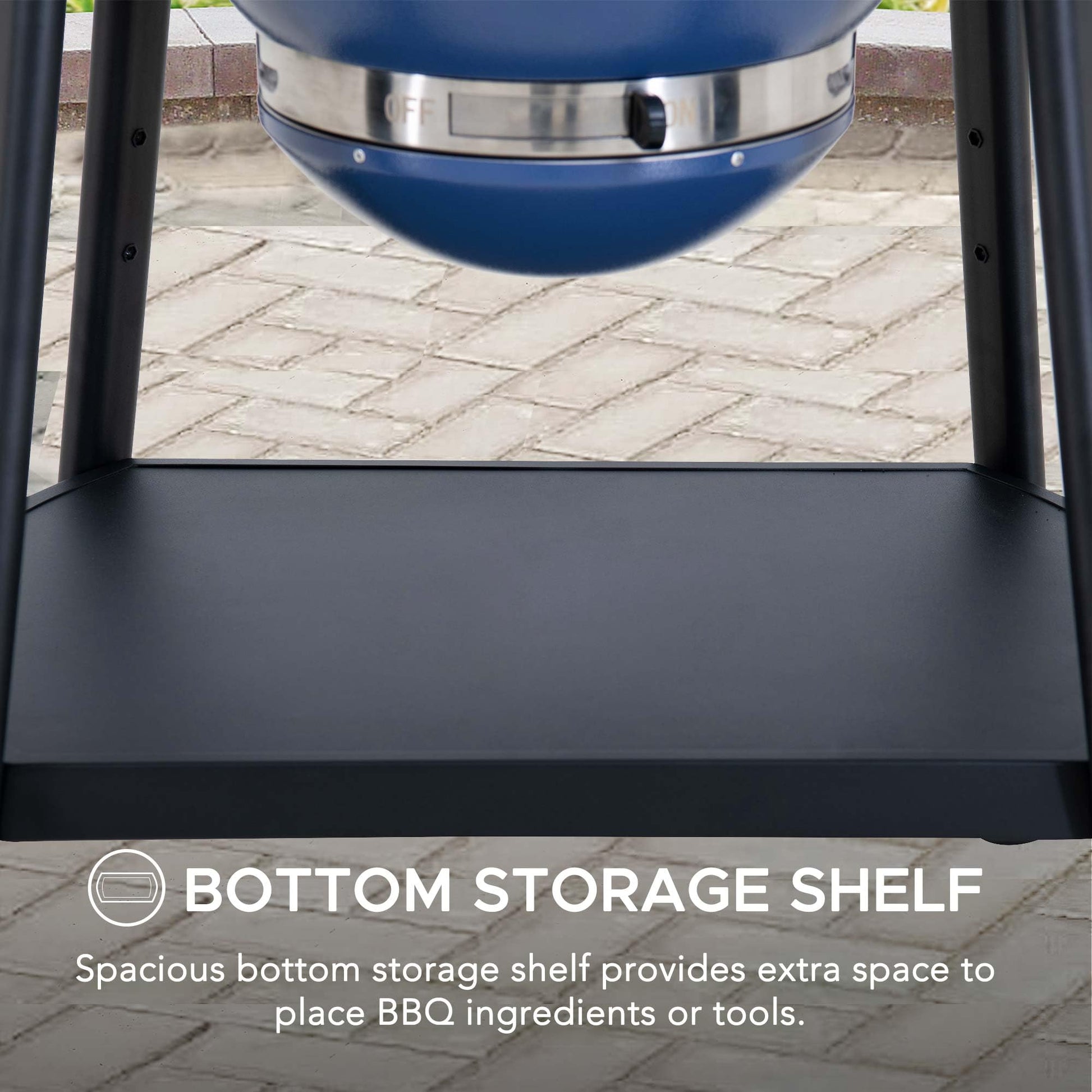 Sunjoy Charcoal Grill 20-Inch Kamado Grill with Pizza Stone, Ultimate Outdoor BBQ Egg Grill and Smoker with Wheels, Navy - CookCave