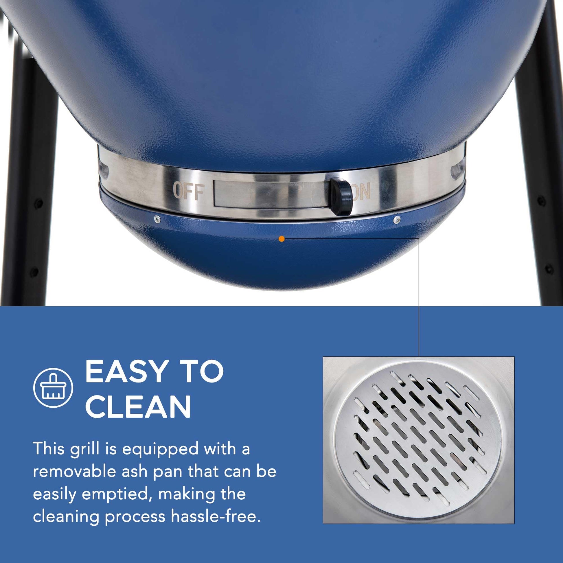 Sunjoy Charcoal Grill 20-Inch Kamado Grill with Pizza Stone, Ultimate Outdoor BBQ Egg Grill and Smoker with Wheels, Navy - CookCave