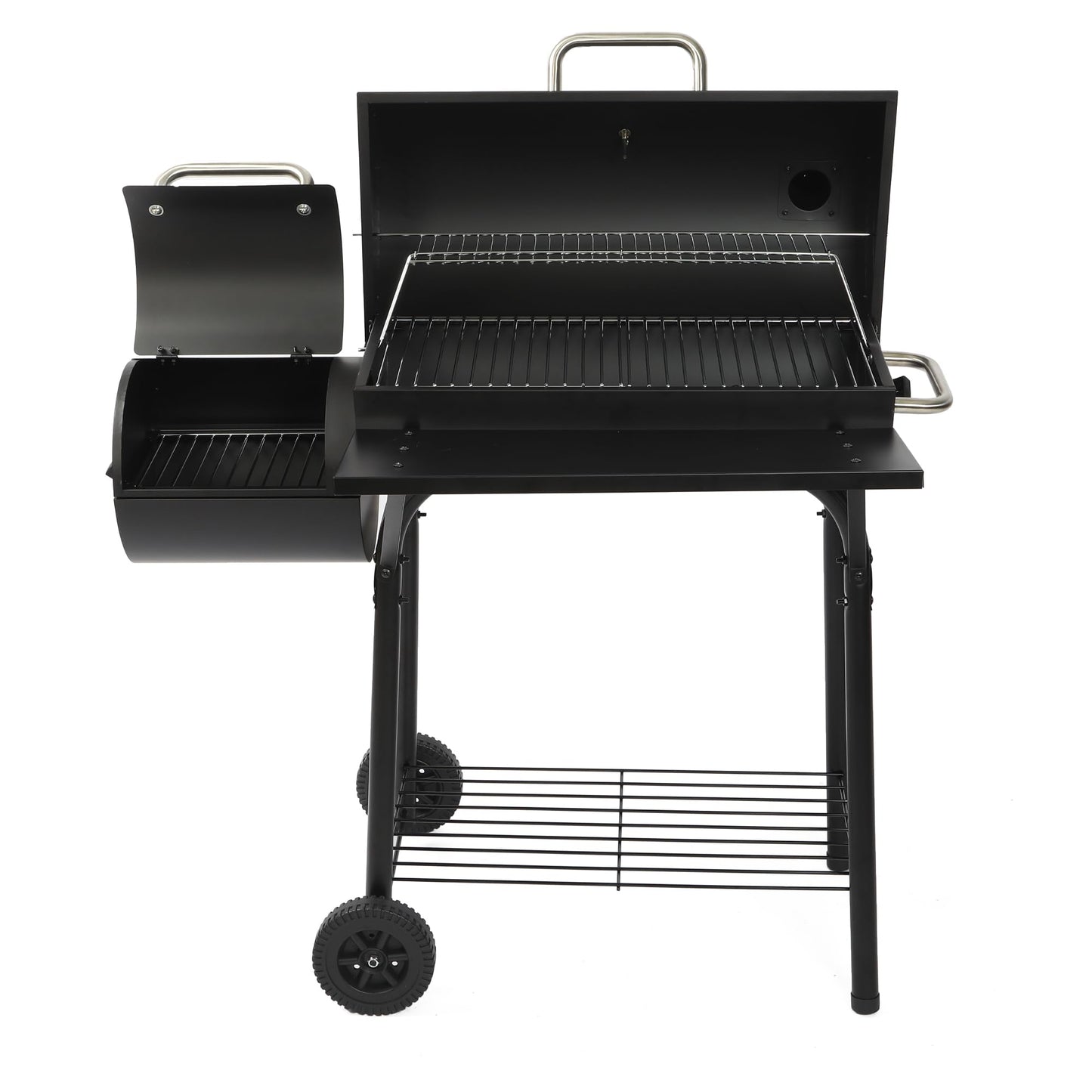 SUNLIFER Charcoal Grill Offset Smoker: Charcoal Barbecue Grills with Spacious Cooking Area | Barrel BBQ Grill and Smokers Combo for Outdoor Patio Backyard Camping and Parties - CookCave