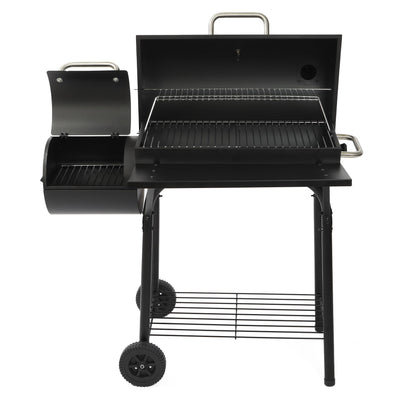 SUNLIFER Charcoal Grill Offset Smoker: Charcoal Barbecue Grills with Spacious Cooking Area | Barrel BBQ Grill and Smokers Combo for Outdoor Patio Backyard Camping and Parties - CookCave