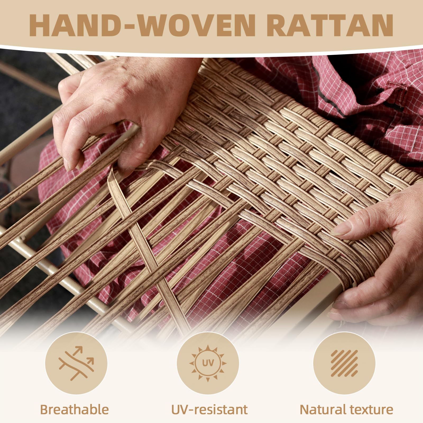 SunloungeCo 7-Piece Patio Furniture Set, Outdoor Wicker Sectional Sofa with Coffee Table, Anti-Slip & Thick All-Weather Cushions for Sunroom,Garden,Backyard, Beige - CookCave