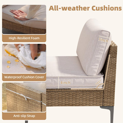 SunloungeCo 7-Piece Patio Furniture Set, Outdoor Wicker Sectional Sofa with Coffee Table, Anti-Slip & Thick All-Weather Cushions for Sunroom,Garden,Backyard, Beige - CookCave