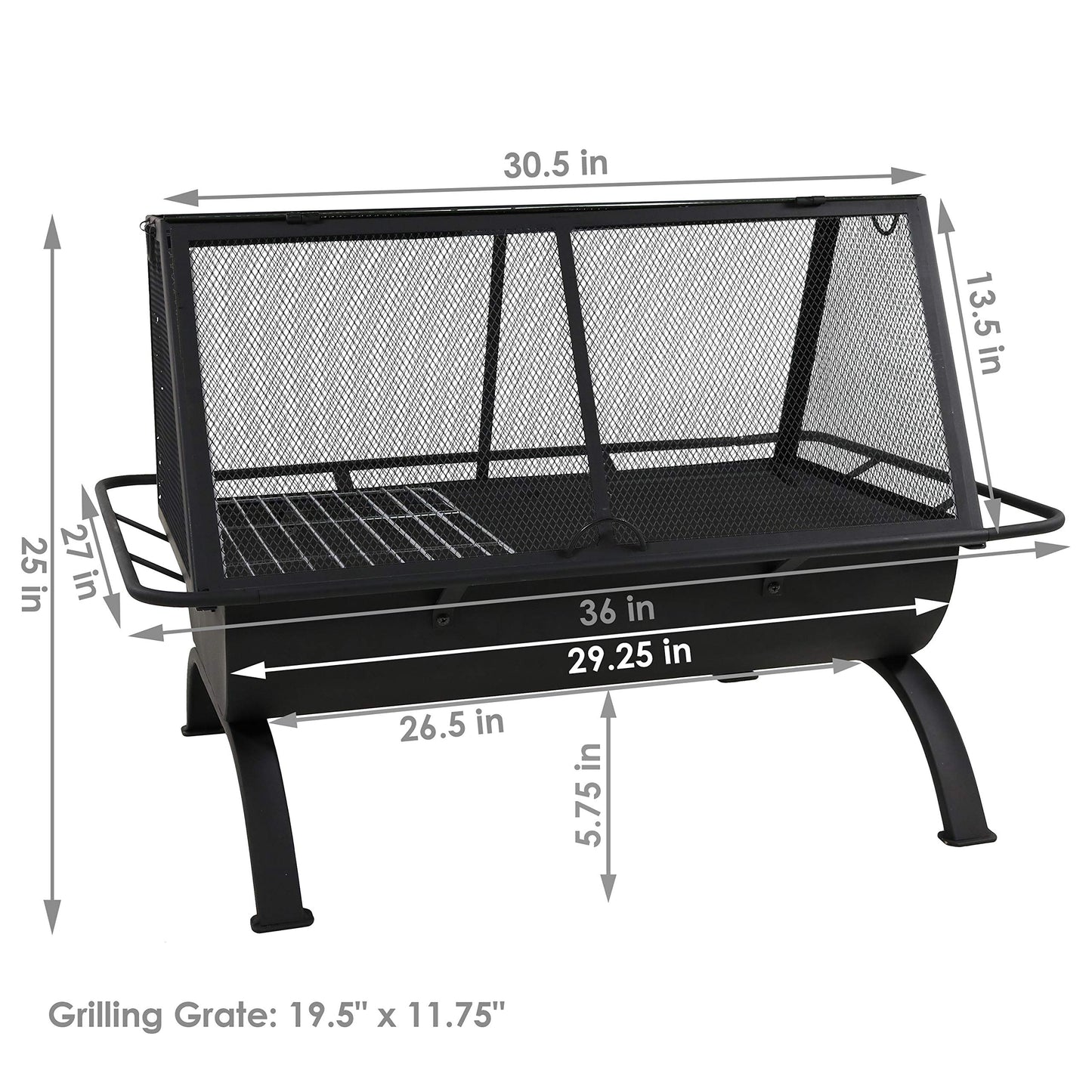 Sunnydaze 36-Inch Northland Steel Outdoor Fire Pit - Outdoor Fireplace for Patio with Grill, Spark Screen, and Protective Cover - CookCave
