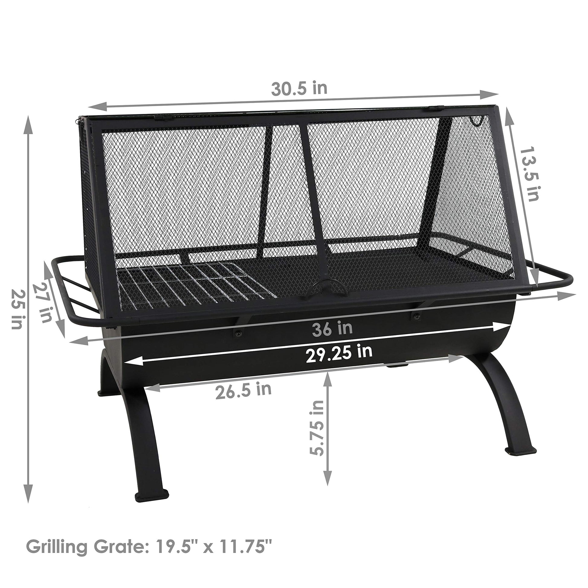 Sunnydaze 36-Inch Northland Steel Outdoor Fire Pit - Outdoor Fireplace for Patio with Grill, Spark Screen, and Protective Cover - CookCave