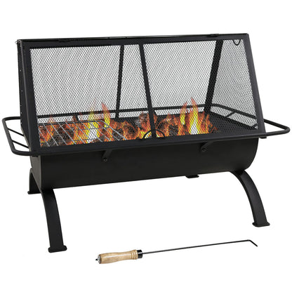Sunnydaze 36-Inch Northland Steel Outdoor Fire Pit - Outdoor Fireplace for Patio with Grill, Spark Screen, and Protective Cover - CookCave