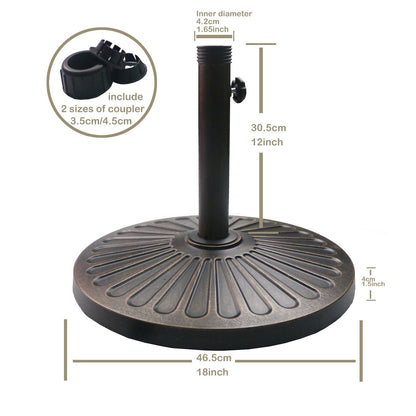 Sunnyglade 18" 30.2-lbs Heavy Duty Round Antiqued Umbrella Base for Patio, Outdoor - Bronze - CookCave