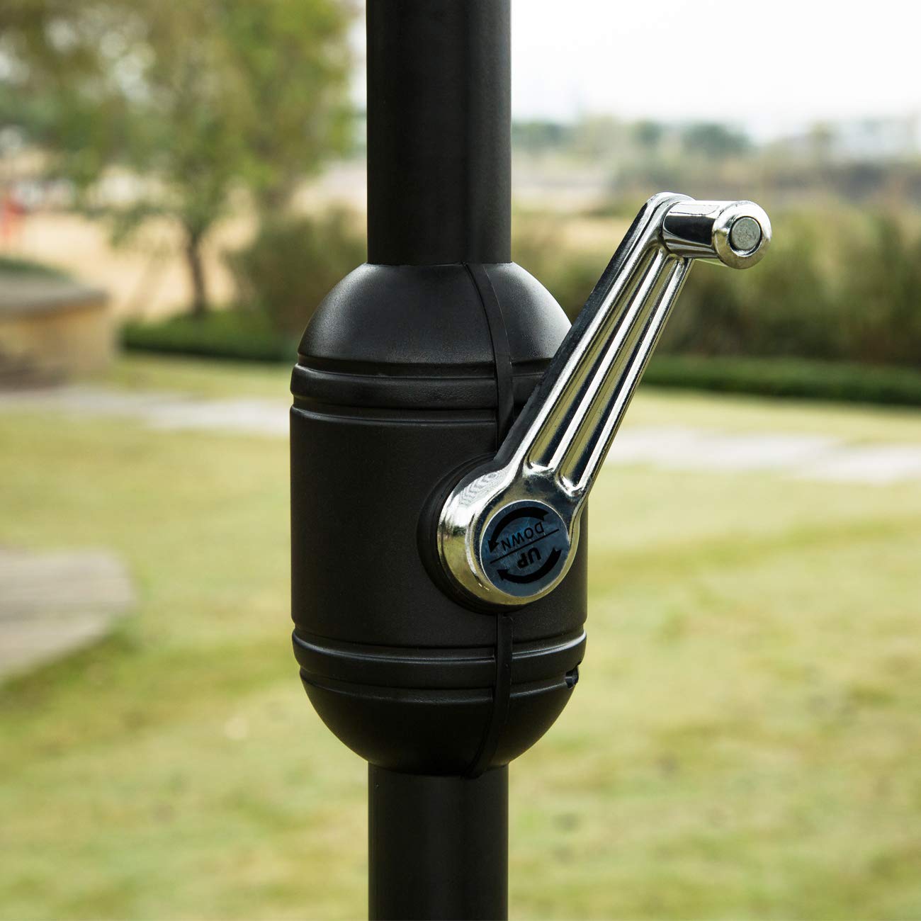 Sunnyglade 7.5' Patio Umbrella Outdoor Table Market Umbrella with Push Button Tilt/Crank, 6 Ribs (Black and White) - CookCave