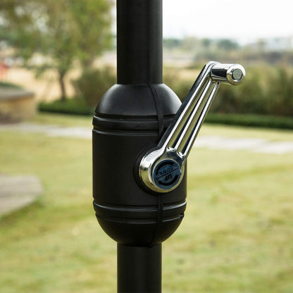 Sunnyglade 7.5' Patio Umbrella Outdoor Table Market Umbrella with Push Button Tilt/Crank, 6 Ribs (Black and White) - CookCave