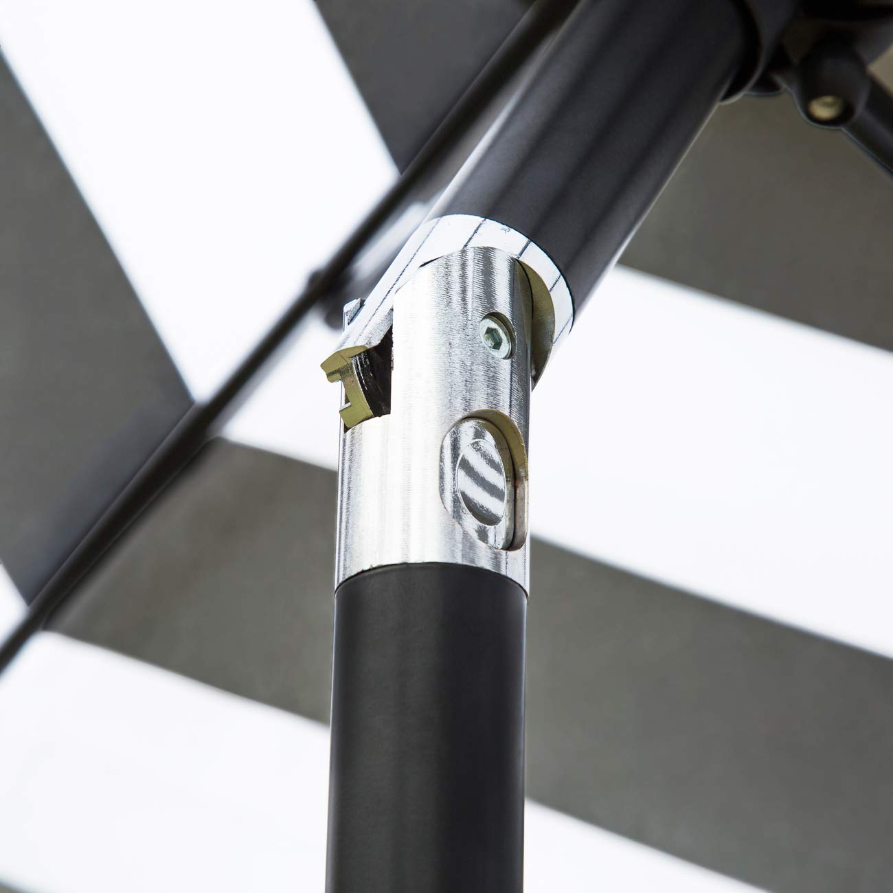 Sunnyglade 7.5' Patio Umbrella Outdoor Table Market Umbrella with Push Button Tilt/Crank, 6 Ribs (Black and White) - CookCave