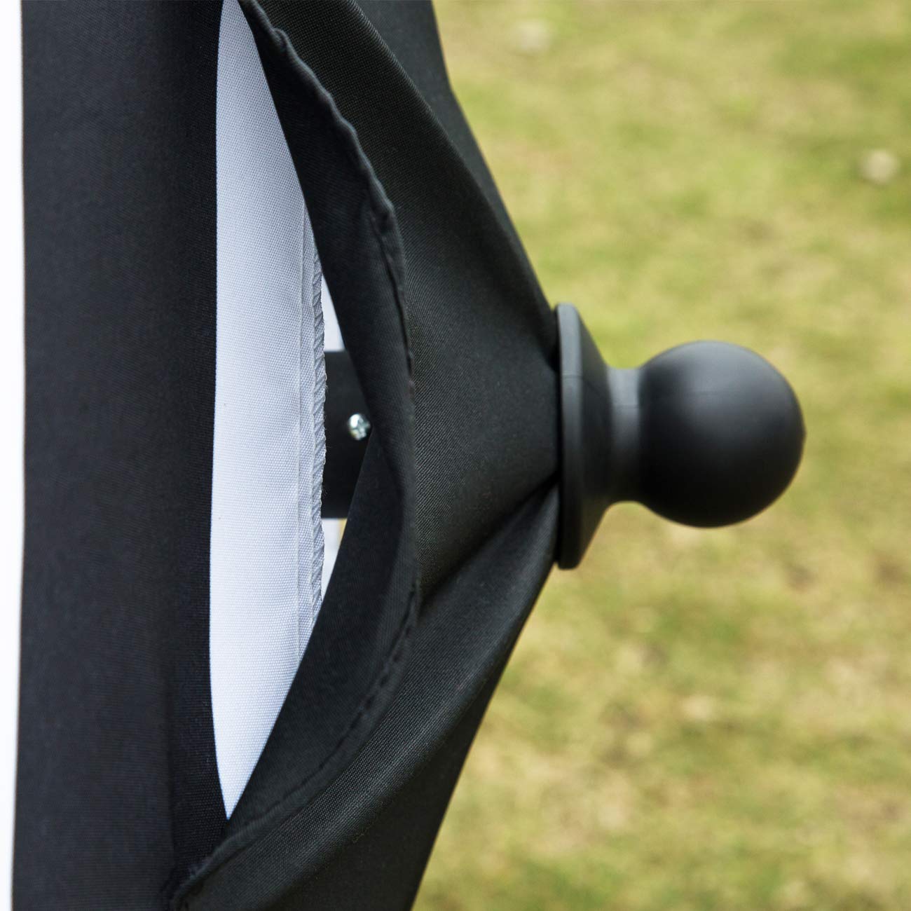 Sunnyglade 7.5' Patio Umbrella Outdoor Table Market Umbrella with Push Button Tilt/Crank, 6 Ribs (Black and White) - CookCave