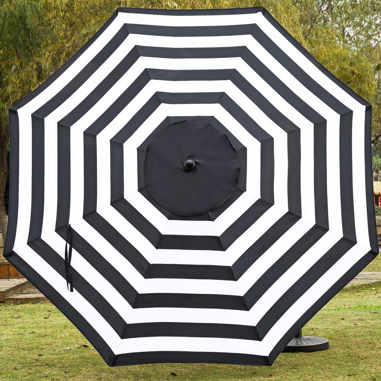 Sunnyglade 9' Patio Umbrella Outdoor Table Umbrella with 8 Sturdy Ribs (Black and White) - CookCave