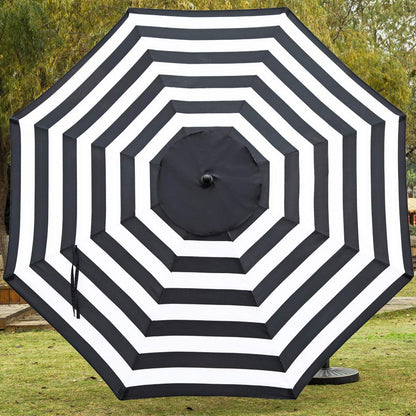 Sunnyglade 9' Patio Umbrella Outdoor Table Umbrella with 8 Sturdy Ribs (Black and White) - CookCave