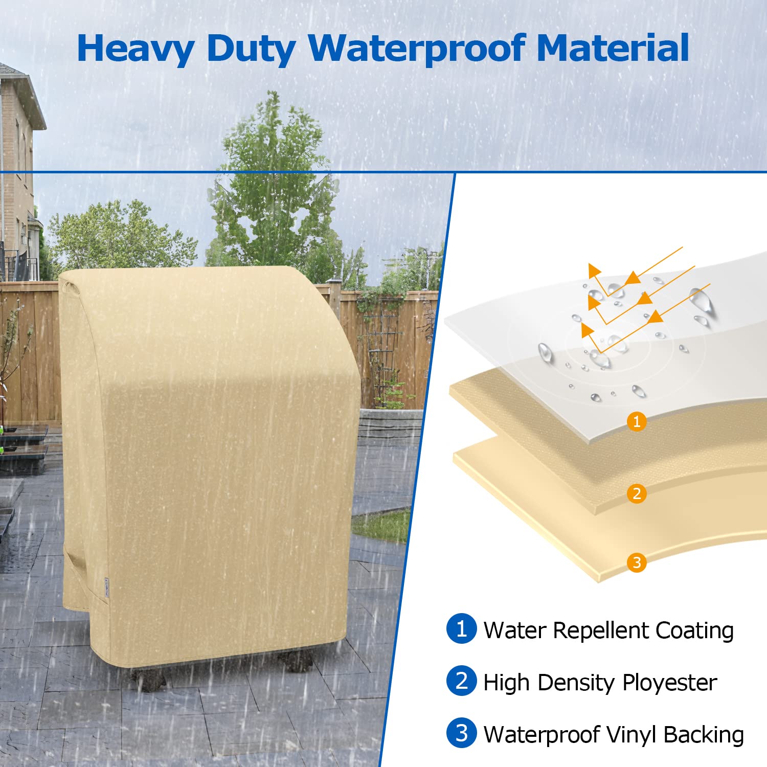 SunPatio 2 Burner Grill Cover 32 Inch, Outdoor Heavy Duty Waterproof Small Gas BBQ Cover, UV & Fade Resistant, Compatible for Weber CharBroil Nexgrill and More Grills with Collapsed Side Tables, Beige - CookCave