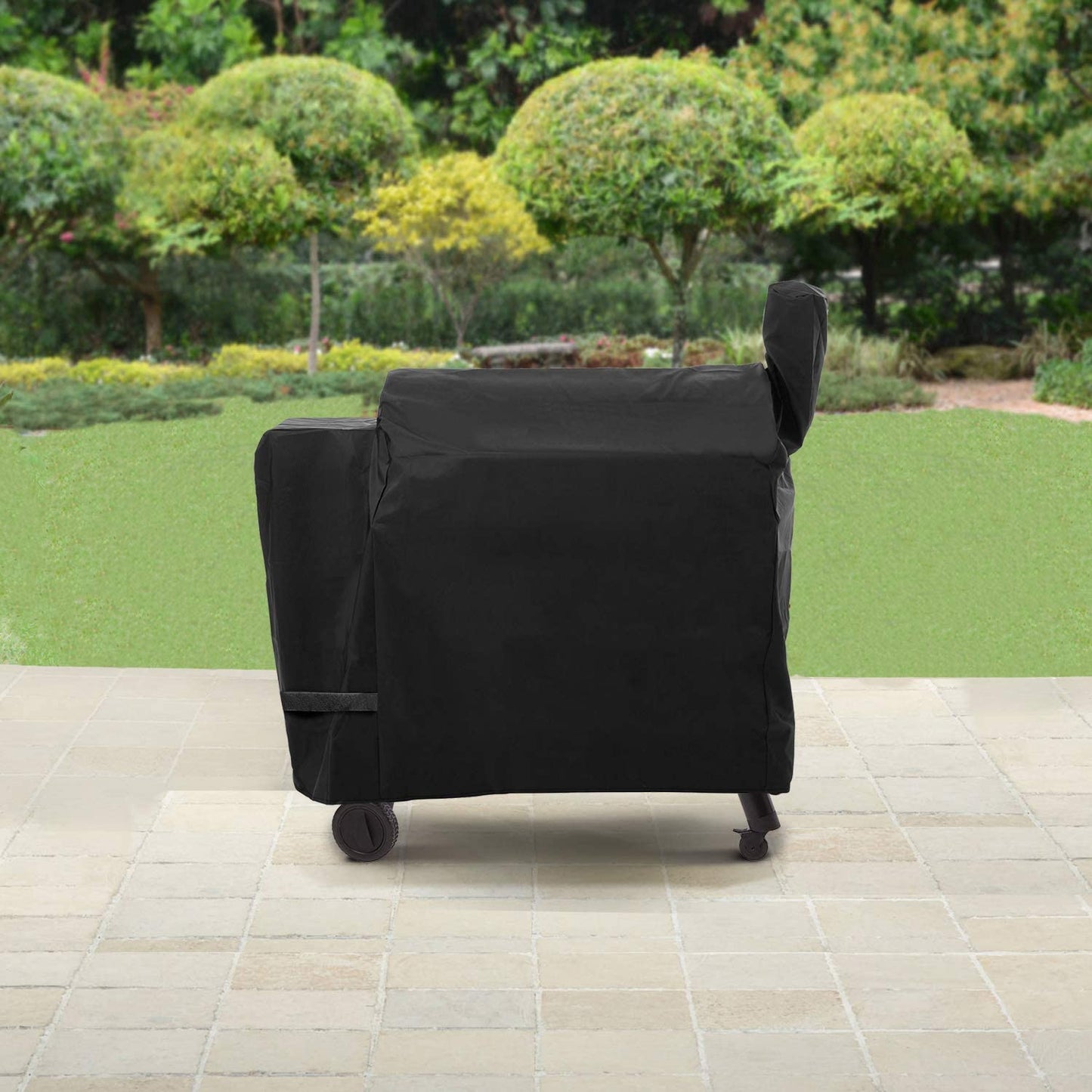 SunPatio Outdoor Heavy Duty Waterproof Grill Cover Compatible with Traeger 34 Series Wood Pellet Grill and Smoker, Texas and More, Full Length Barbecue Cover, All Weather Protection, Black - CookCave