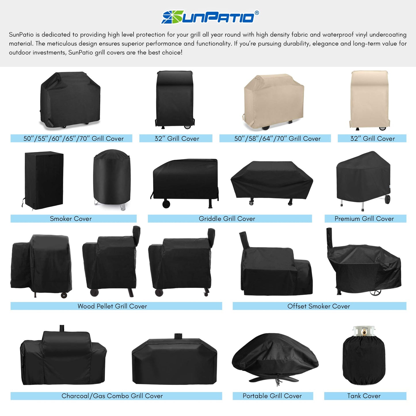 SunPatio Outdoor Heavy Duty Waterproof Grill Cover Compatible with Traeger 34 Series Wood Pellet Grill and Smoker, Texas and More, Full Length Barbecue Cover, All Weather Protection, Black - CookCave