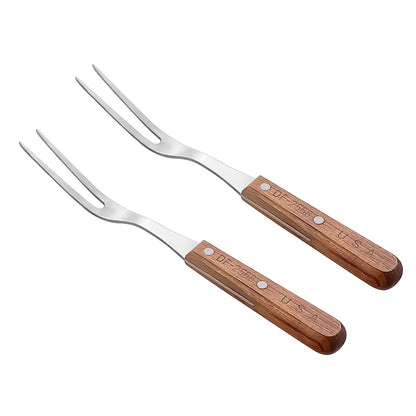 Sunrise Kitchen Supply Stainless Steel Turner Spatula & Meat Fork with Wood Handle (10.5" Fork (2 pack)) - CookCave