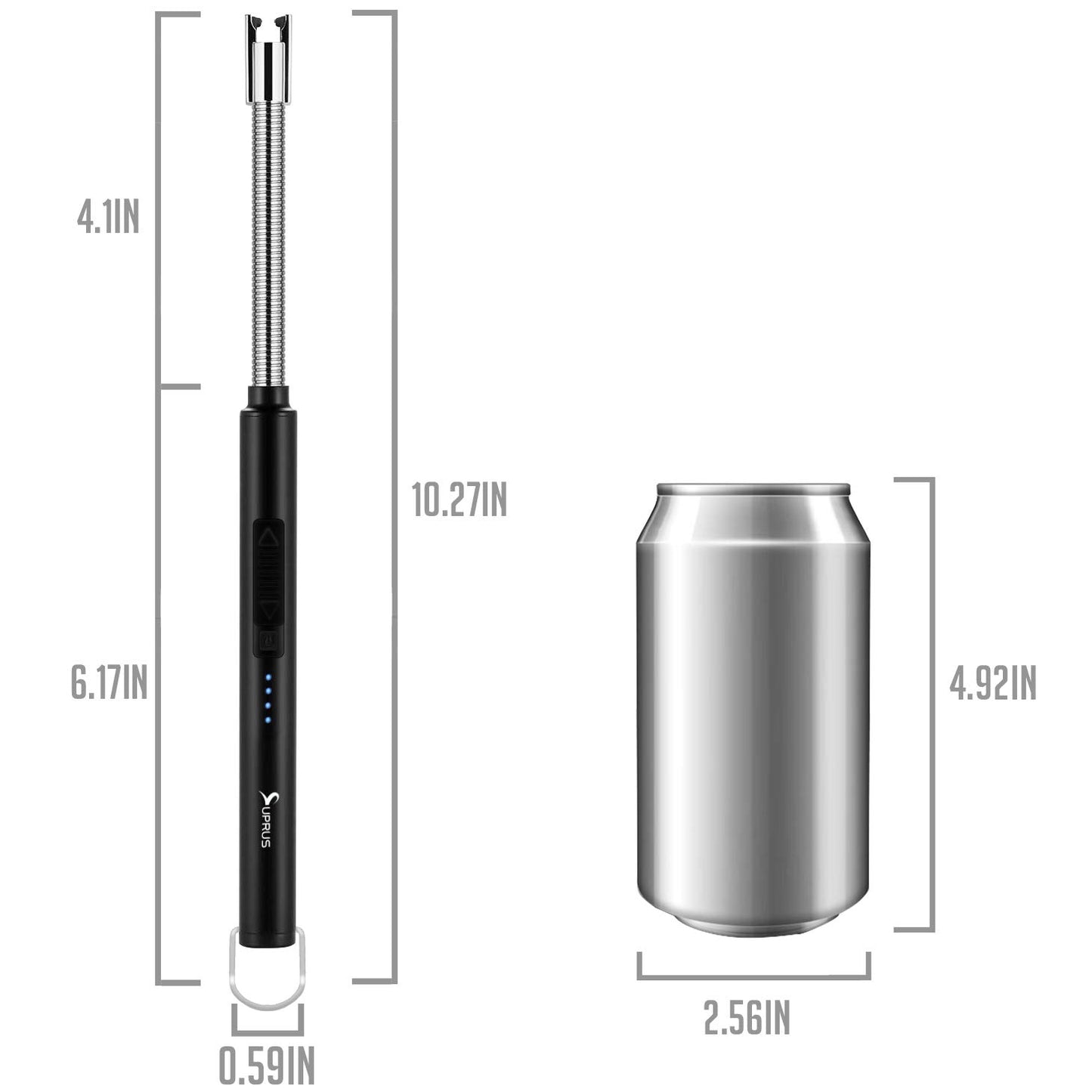 SUPRUS Electric Candle Lighter USB Type C Rechargeable Lighter Steel Shell & Hanging Hook with 360° Flexible Neck (Black) - CookCave