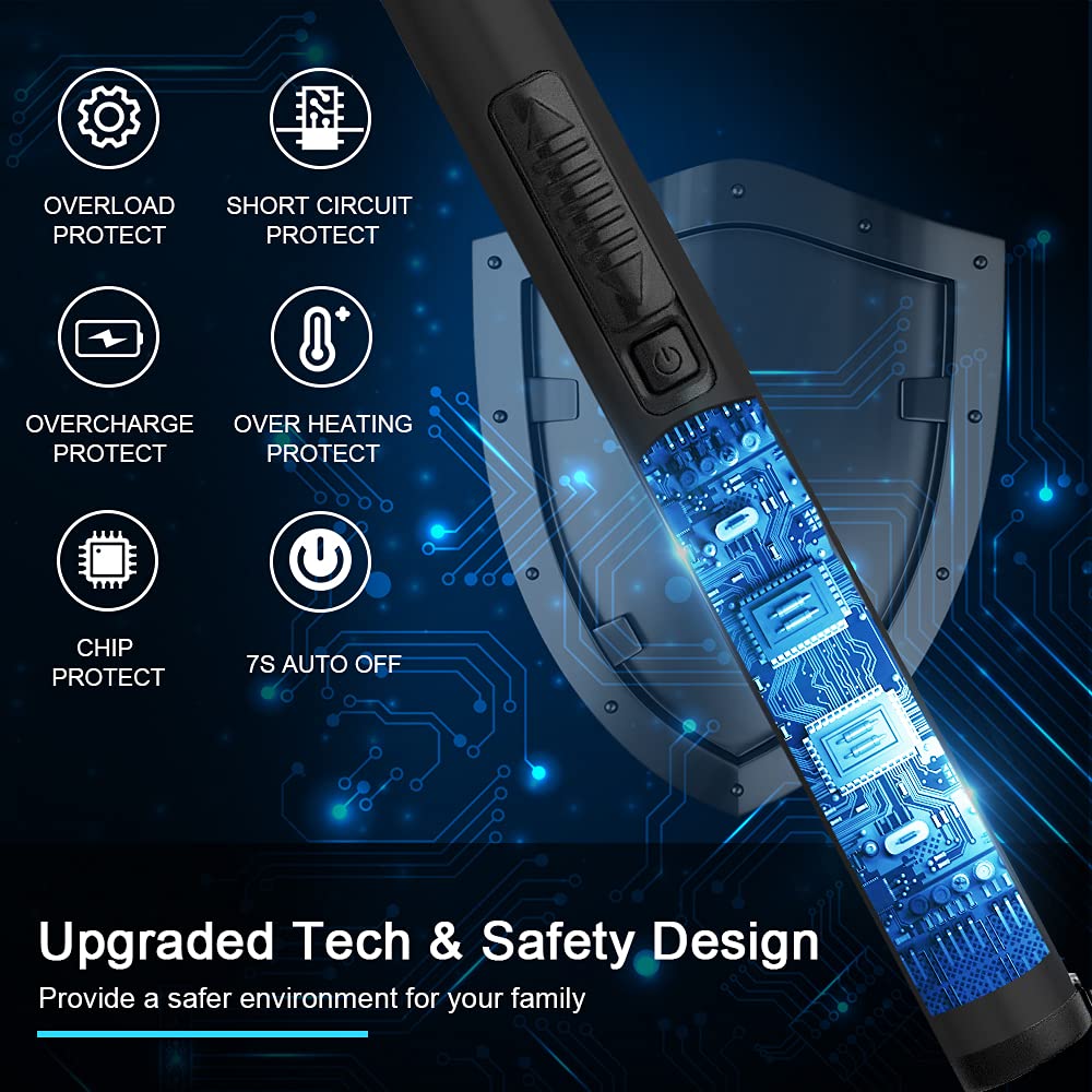 SUPRUS Electric Candle Lighter USB Type C Rechargeable Lighter Steel Shell & Hanging Hook with 360° Flexible Neck (Black) - CookCave