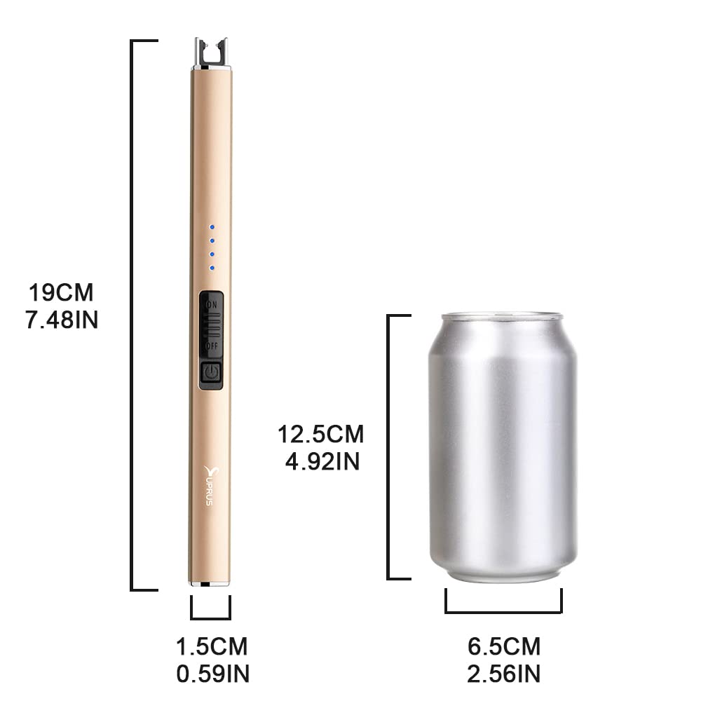 SUPRUS Electric Lighter Arc Windproof Flameless USB Rechargeable Lighter with Safety Lock for Candle BBQ Camping (Champagne Gold) - CookCave