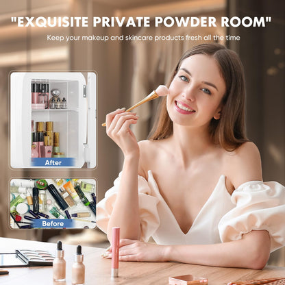 Sweetcrispy Mini Fridge, Portable Small Refrigerator 4L/6 Can Cooler & Warmer Compact Fridges for SkinCare, Food and Drinks, Bedroom, Dorm, Car, Office, White - CookCave