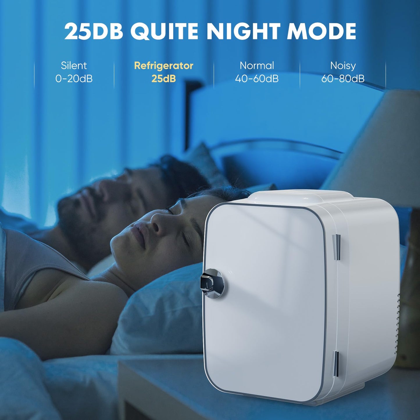 Sweetcrispy Mini Fridge, Portable Small Refrigerator 4L/6 Can Cooler & Warmer Compact Fridges for SkinCare, Food and Drinks, Bedroom, Dorm, Car, Office, White - CookCave