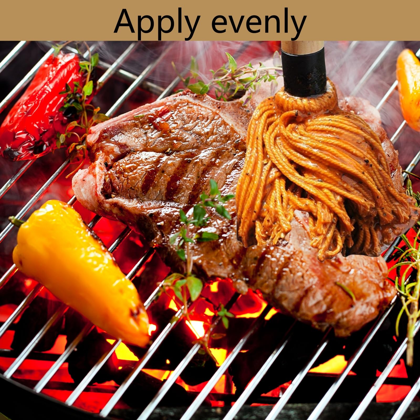 SWJLR 18.3" Removable Rubberwood Long Handle BBQ Mop 4 Pcs Pure Cotton Replacement Brush Heads 2 Pcs Food Grade Bristle BBQ Brush for Sauce Suitable for Grilling and Smoking Steaks - CookCave