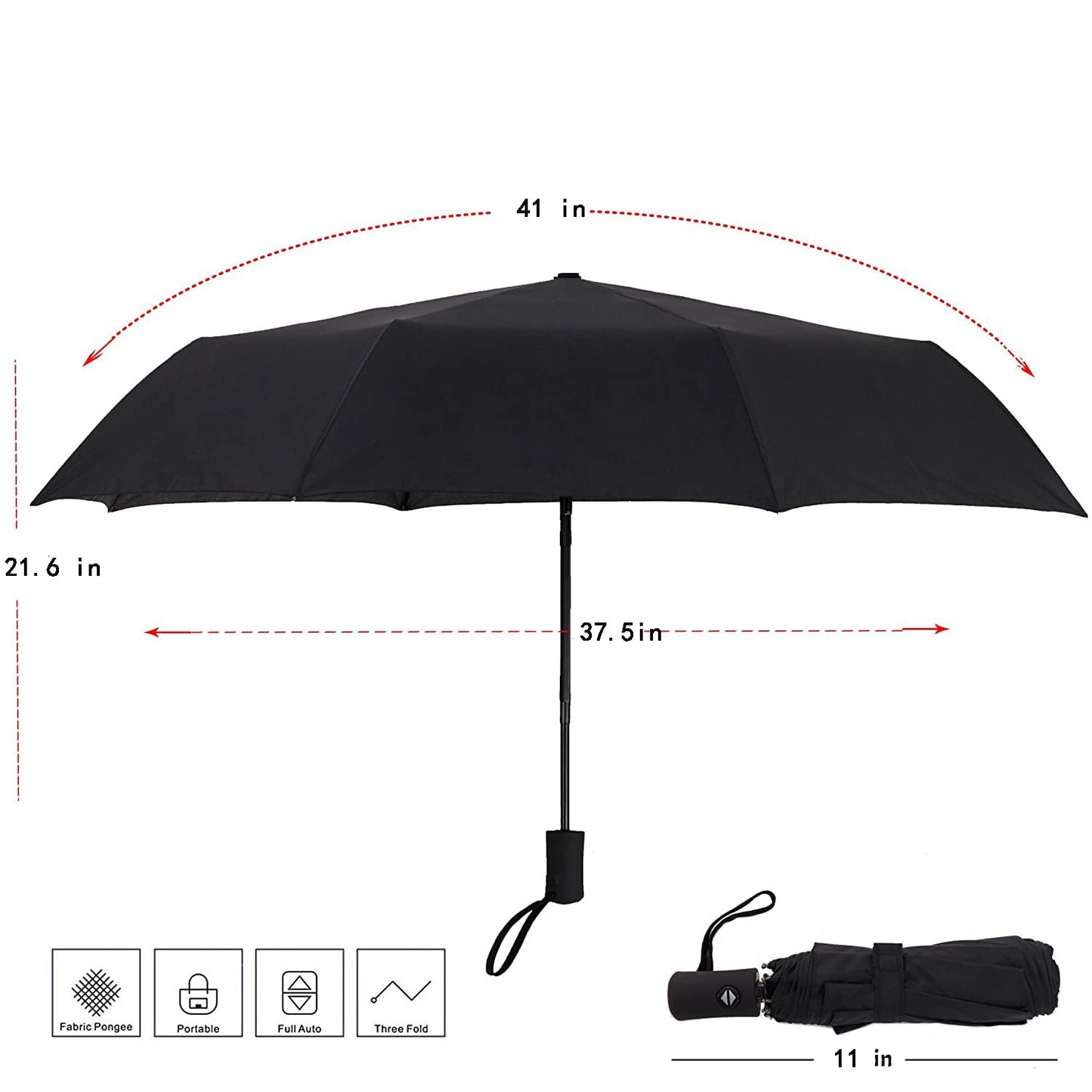 SY COMPACT Travel Umbrella Windproof Automatic LightWeight Unbreakable Umbrellas-Factory outlet umbrella (Black) - CookCave