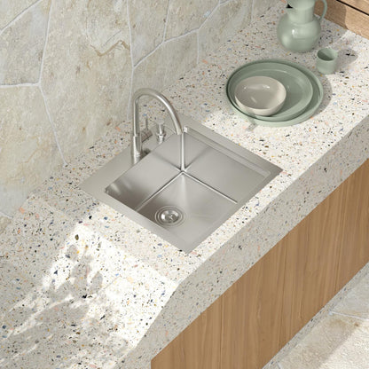 Talllor Outdoor Kitchen Sink - 21 x 20 x 9 Inch Outdoor Sink Workstation 16 Gauge Stainless Steel Drop in Kitchen Sinks Single Bowl Small Bar Sinks with Cover #TLT-0030 - CookCave