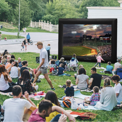 Talvania 30 Feet Inflatable Projector Screen for Outdoor and Indoor TV Movie Watching, Huge Screen, Blower, Tie Downs, Stakes, Sandbags, and Storage Bag, Quick Blow Up (30' Black) - CookCave