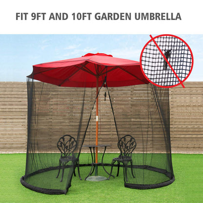 TANGKULA 9/10FT Patio Umbrella Screen, with Zipper Door and Polyester Mesh Netting, Height and Diameter Adjustable, Suitable for Outdoor Patio Camping Umbrella - CookCave