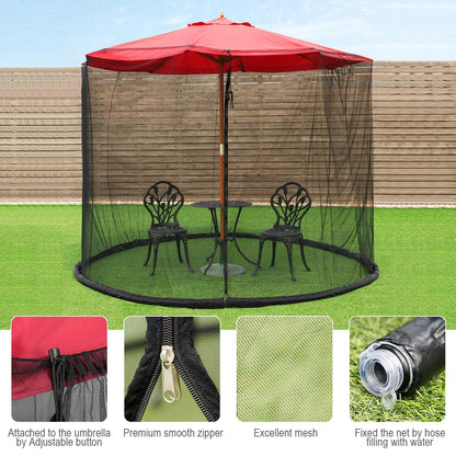 TANGKULA 9/10FT Patio Umbrella Screen, with Zipper Door and Polyester Mesh Netting, Height and Diameter Adjustable, Suitable for Outdoor Patio Camping Umbrella - CookCave