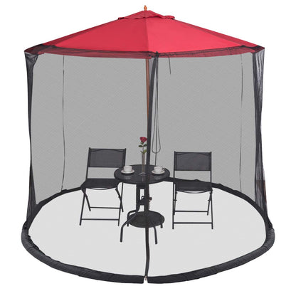 TANGKULA 9/10FT Patio Umbrella Screen, with Zipper Door and Polyester Mesh Netting, Height and Diameter Adjustable, Suitable for Outdoor Patio Camping Umbrella - CookCave