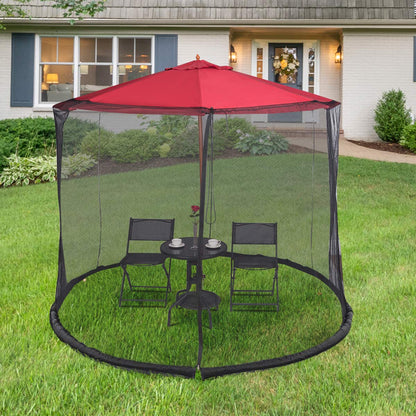 TANGKULA 9/10FT Patio Umbrella Screen, with Zipper Door and Polyester Mesh Netting, Height and Diameter Adjustable, Suitable for Outdoor Patio Camping Umbrella - CookCave