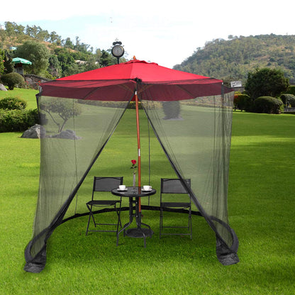 TANGKULA 9/10FT Patio Umbrella Screen, with Zipper Door and Polyester Mesh Netting, Height and Diameter Adjustable, Suitable for Outdoor Patio Camping Umbrella - CookCave